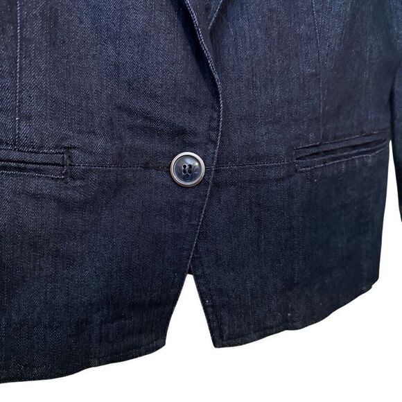 Ellen Tracy Dark Wash Denim Jacket Sz 10 Career, Preppy, Dark Academia - Picture 2 of 13